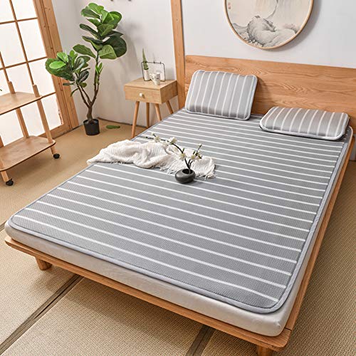 Nileco Estate Stuoia Sonno,Pieghevole Stuoia di Raffreddamento Lavabile Coprimaterasso con Federa Aria Condizionata Mat Dormire Coprimaterasso-Grigio Chiaro 120x200cm(47x79inch)