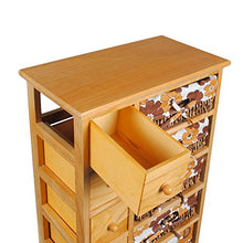 Stile retrò – anni 70: cassettone/comodino/scaffale bianco – 5 cassetti e 5 panieri con disegno florale in arancio e marrone