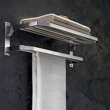 AINIYF Bagno Bagno Doccia mensola portasciugamani Bagagli a Parete Pieghevole in Acciaio Inossidabile 304 2 Tiers Doppio Stelo Punch Installazione Hanging, 3 Formati (Dimensioni: 495x237x170mm)