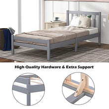 Struttura letto in legno, letto singolo, 90 x 190 cm, colore: grigio