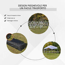 Outsunny Gazebo Pieghevole 6x3m, Richiudibile e Pop up da Giardino in Acciaio e Tessuto Bianco, per Eventi o Campeggio con Borsa da Viaggio