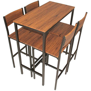 yelloo Set Tavolo Bar H.96cm e 4 Sgabelli Mobili Design Marrone MOD. Venice