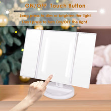 Auxmir Specchio Trucco con Luci, Specchio da Tavolo con Ingranditore 1X/10X, Luminosità Regolabile a Touch Screen,180° Girevole, Ideale Trucco, la Cura del Viso, Rasatura