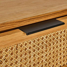 Meubletmoi HURA 5726 - Comodino in acacia e rattan, con 1 cassetto e 1 cuccia