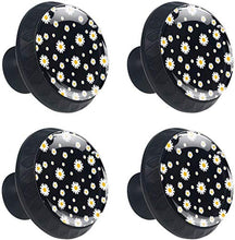 Bianco Giallo Daisy Flower Black Pomelli per Porta Set di 4 Pomelli per Mobili Manopole per Cassetti Cucina Armadio Vetro