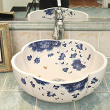 Jgophu Bassotto in porcellana a forma di fiore caldo blu e bianco