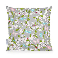 Celina Digby® Cuscino da giardino impermeabile per esterni in fibra cava di colore grigio, quadrato, dimensioni 43 x 43 cm, 43 x 43 cm, fiori di ciliegio