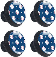 Sports Baseball Star Royal Blue Stripe Pomelli per Porta Set di 4 Pomelli per Mobili Manopole per Cassetti Cucina Armadio Vetro
