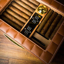 DZSF Legno di Cedro Cigar Humidor, casa portasigari in Pelle con Il Sigaro umidificatore, Doppio Strato Legno di Cedro Cigar Humidor,Grigio