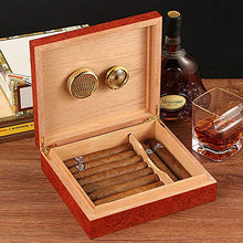 Humidars Cigar Humidor - 20 Count Brown Legno di Cedro allineato Cigar Humidor umidificatore con igrometro Caso Box con Moisture Meter Idratante dispositivo mantenerlo fresco .Scatola di immagazzinagg