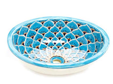 Aqua Azul – Lavabo Talavera messicano – Cerames | Lavabo da incasso 44,5 x 36 x 13 cm | Lavabo ovale per bagno, bagno degli ospiti