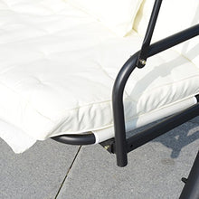 Outsunny Dondolo da Giardino 3 Posti con Tetto Reclinabile Trasformabile Letto in Poliestere Crema 200 x 125 x 170cm