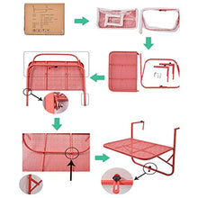 GHHZZQ Tavolo Pieghevole da Balcone Anti Ruggine Regolabile Tavolo da Patio Domestico Tavolo da Bar Sospeso Portafiori Pieghevole Utilizzare per Ringhiera (Color : Pink)