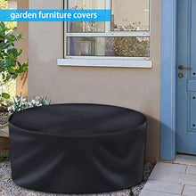 HSGAV Copertura per Mobili da Esterno, Coperture Rotondo da Giardino, Tavolo da Pranzo Rotondo Impermeabile e Resistente Ai Raggi UV e Set di Sedie con Coulisse 420D Oxford, Nero,73x43in