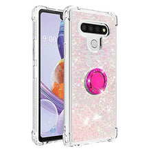 Custodia LG Stylo 6 Squillo della Base del Telefono TPU Brillantini Diamond Liquido Telefono Bumper Case （Stelle Rosa Fluorescenti）