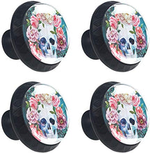 Grandi scheletri di fiori e teschi Scheletri Halloween Pomelli per Porta Set di 4 Pomelli per Mobili Manopole per Cassetti Cucina Armadio Vetro