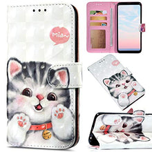 Saceebe Compatibile con Huawei Mate 20 Lite/maimang 7 Custodia Pelle Cover a Libro 3D Custodia in Pelle con Cordino Portafoglio Flip Case PU Custodia Pelle Cover Protettivo Bumper Morbido,Gatto