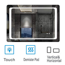 ZHTY Specchio da Parete per Bagno con luci a LED, con Pad antiappannante, Interruttore di Controllo Touch Separato, Decorazione Orizzontale o Verticale