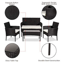 Shuishui - Set di mobili da giardino per soggiorno, balcone, 4 pezzi, colore: Nero