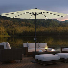 LZQ Ombrellone con manovella, Ø 350 cm, ombrellone con LED, ombrellone mercato, con manovella, protezione UV UPF 40+, ombrellone da giardino, terrazza, protezione solare, senza supporto
