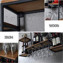LHQ-HQ A Parete Vino cremagliera Vino con mensola Multifunzionale di Legno Naturale e Metallo Ferro