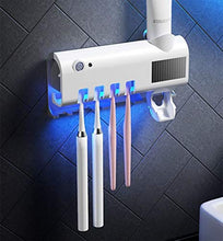U-A Sterilizzatore Smart UV spazzolino da Denti, distributore Automatico di dentifricio, 5 Portafoglio da Denti Porta sterilizzatore con Adesivo Punzonatura Gratuita per Il Bagno di Famiglia