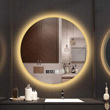 Specchio Grande Specchio da Bagno da 24 Pollici, Specchio con Luce a LED, Specchio per Il Trucco con Pulsanti a sfioramento a Parete, Anti-Appannamento/HD