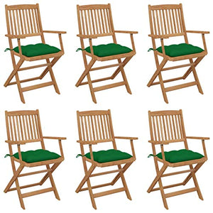 vidaXL Sedie da Giardino Pieghevoli 6 pz con Cuscini Massello Acacia