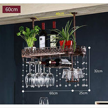 Portavini Portabottiglie in Ferro da Soffitto, Portabicchieri da Vino, Regolabile in Altezza, Espositore per Vino da Bar Ristorante, con Pendente in Cristallo