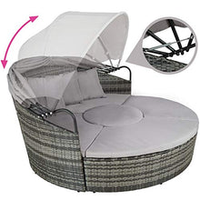 TecTake 800718 Isola Prendisole in Rattan, Tettuccio Parasole Pieghevole, Componibile Versatilità, Resistente Raggi UV, Cuscini Idrorepellenti -Disponibile in Diversi Colori (Grigio | No. 403281)