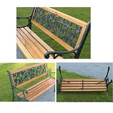 UWY Panchina da Giardino per terrazza Panchina da Esterno, panchina da Parco con Schienale e braccioli, panchina da Patio in Legno massello anticorrosione in ghisa, può ospitare 2-3 Persone, per