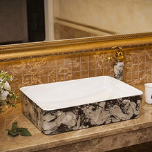 lilili Lavabo da Appoggio Lavabo Rettangolare in Stile Europeo Lavabo da Appoggio in Ceramica Jingdezhen Art Counter Top Lavello Antico in Porcellana 48x37x13cm (Color : There Are Accessories)