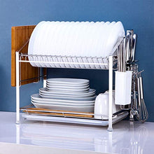 LYM &ripiano di stoccaggio Cucina Colapiatti, Posate Drain cremagliera Multifunzionale della Cucina Forniture 2 Strati Scaffalature unità Scaffale di Finitura