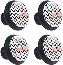 Loev Flamingo Couple Black Zigzag Pomelli per Porta Set di 4 Pomelli per Mobili Manopole per Cassetti Cucina Armadio Vetro