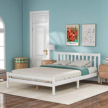 Struttura per letto matrimoniale in legno massiccio da 135 x 190 cm, per camera da letto, per adulti, bambini, ragazzi, 135 x 190 cm, colore: bianco