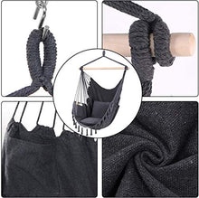 Poltrona sospesa nera, sedia sospesa, 2 cuscini e borsa per il lavoro, con set di fissaggio per interni ed esterni, 150 kg (marrone), amaca sospesa