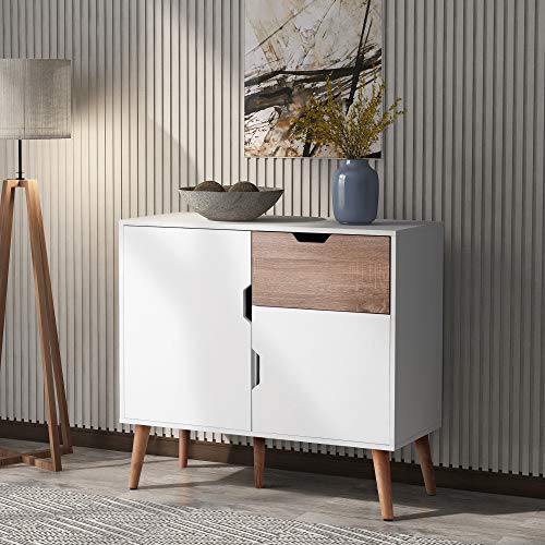 WGYDREAM Comodino Credenza 2 Porta Cassetto con Cassettiera con Gambe in Legno Cassettiera con Gambe in Legno Comodino per Soggiorno Camera da Letto