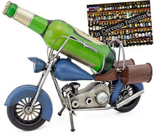 BRUBAKER Portabottiglie per Vino - Motocicletta Blu - Decorazione in Metallo - Portabottiglie con Biglietto d'Auguri - Regalo del Vino