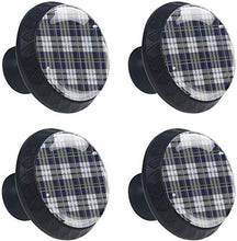 Plaid scozzese blu scuro modello grigio Pomelli per Porta Set di 4 Pomelli per Mobili Manopole per Cassetti Cucina Armadio Vetro