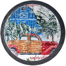 Auto d'epoca di Natale ad acquerello Pomelli per Porta Set di 4 Pomelli per Mobili Manopole per Cassetti Cucina Armadio Vetro