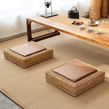 LTINN Spessi Cuscini Tatami in Rattan Intrecciati a Mano, Cuscini sul Pavimento sul Balcone del Soggiorno, superfici dei sedili in Pelle in Materiale vegetale Naturale, tappetini da Meditazione