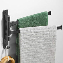 porta salviette rotante Portasciugamani senza fori portaasciugamano autoadesivo Pieghevole in alluminio da parete per bagno cucina-nero_2 Bracci