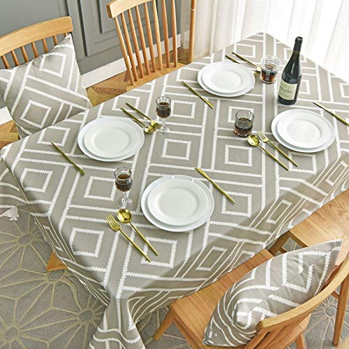WSJIABIN Decorazione della casa tovaglia tavolino Tessuto Geometrico Grigio Plaid Modello Copertura Panno Tavolo da Pranzo Soggiorno tovaglia Impermeabile tavolino Cuscino Federa