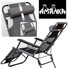 AMANKA Sedia a Sdraio Pieghevole per Campeggio e Tempo Libero | Sedia da Giardino Reclinabile con Poggiatesta | Brandina Grigia | Struttura in Acciaio | Peso Max supportato 100 kg | 178x60x90 cm