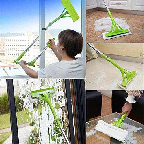 WAMSY Mop Scopa Telescopica Pieghevole con Manico in Vetro Spugna Mop Cleaner Finestra Regolabile Allungabile Scopa per Pulizia Domestica