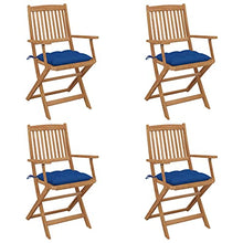 vidaXL Sedie da Giardino Pieghevoli 4pz con Cuscini Massello Acacia