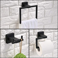TURS 3-Piece Set accessorio da bagno SUS 304 in acciaio inox inossidabile carta igienica Porta asciugamani bar/Holder Robe gancio montaggio a parete, nero opaco, Q6008BK