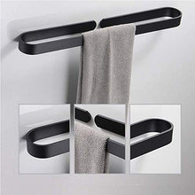 EEUK Porta Salviette Bagno da Parete Adesivo, Portasciugamani da Bagno Portasciugamani Autoadesivo, Porta Asciugamani Bagno e Cucina - Alluminio - Argento/Nera32cm-black
