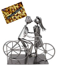 BRUBAKER portabottiglie vino coppia con bicicletta Deco-oggetto portabottiglie in metallo con biglietto di auguri per regalo di vino