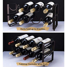 YunNasi Portabottiglie da Vino Impilabile in Metallo Cantinetta per 4 Bottiglie Scaffale Supporto per Bottiglie di Vino (Set di 2, Marrone)